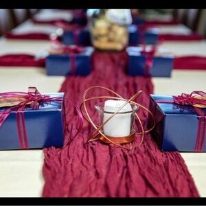 Elegant Burgundy cheesecloth table runner Party Table Decorations